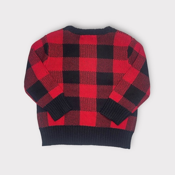 Cat & Jack Holiday Red & Black Checker Sweater - Picture 4 of 5